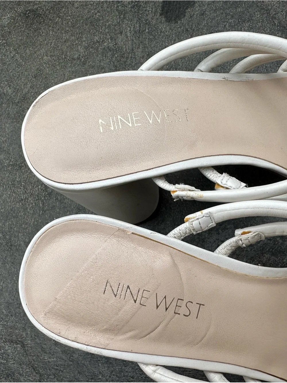 Nine West White Multi-Strap Slide Heels
